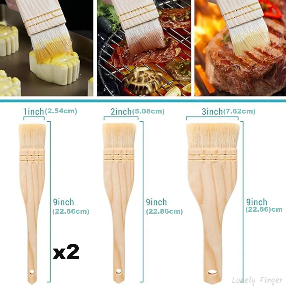 4Pcs Flat Hake Brushes Artist Painting Brushes Set Wool Bristles Wash Brush for Watercolor, Ceramic and Pottery Painting