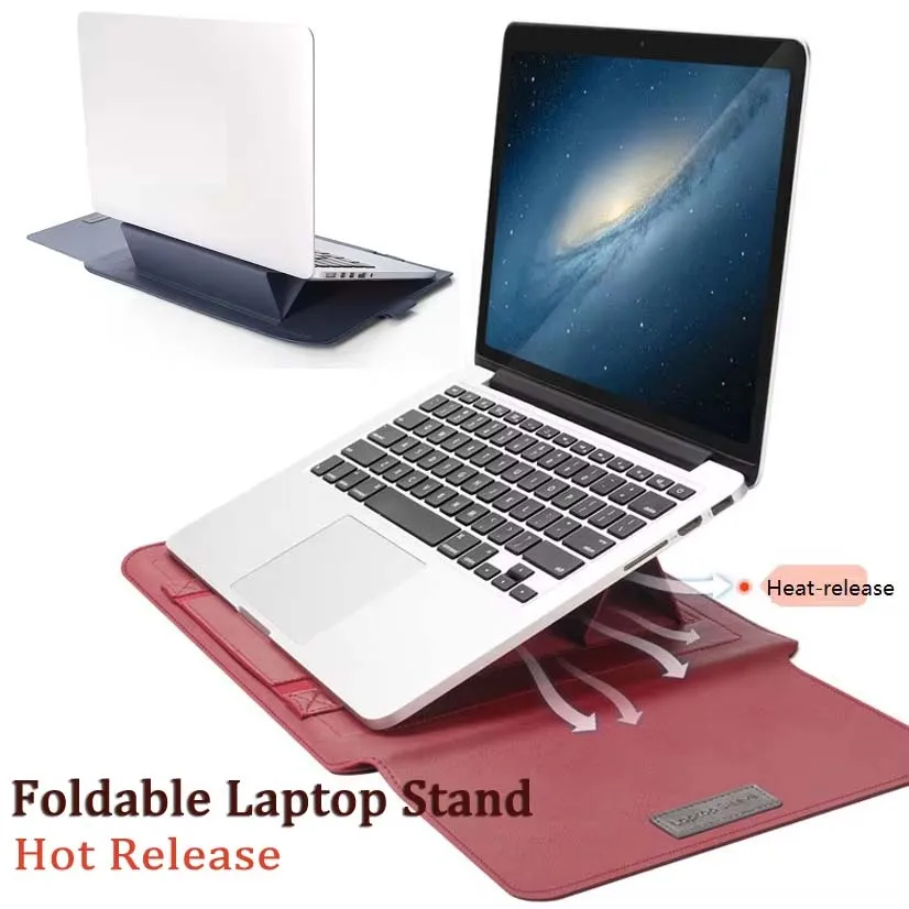 for Teclast F17 Plus Laptop Sleeve Foldable Stand Mouse Pad Cable Belt Flip Pouch for Charger Mouse Case Notebook Carry Bag