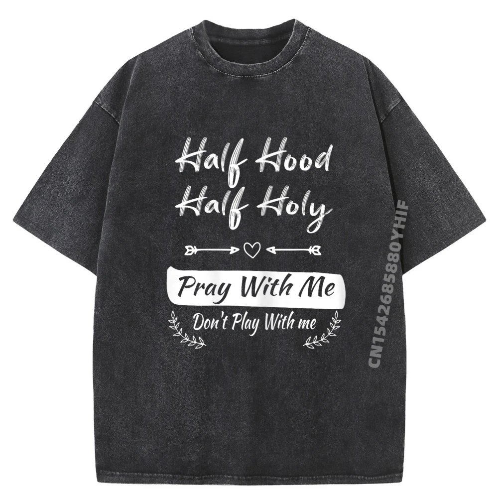 

Short Sleeve Tops Tees Classic Comfortable Mens T-Shirt Vintage Half Hood Half Holy Graphic Tops Printed Washed T Shirt Special