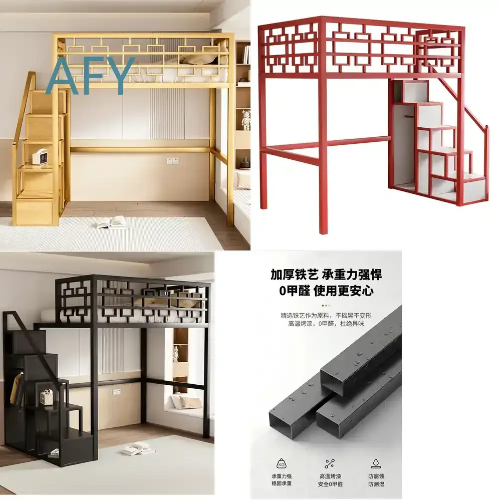 Loft Bed for Children Small Space Saving Elevated Twin Size Bunk Bed with Underbed Storage Desk Combo Second Floor Sleeping
