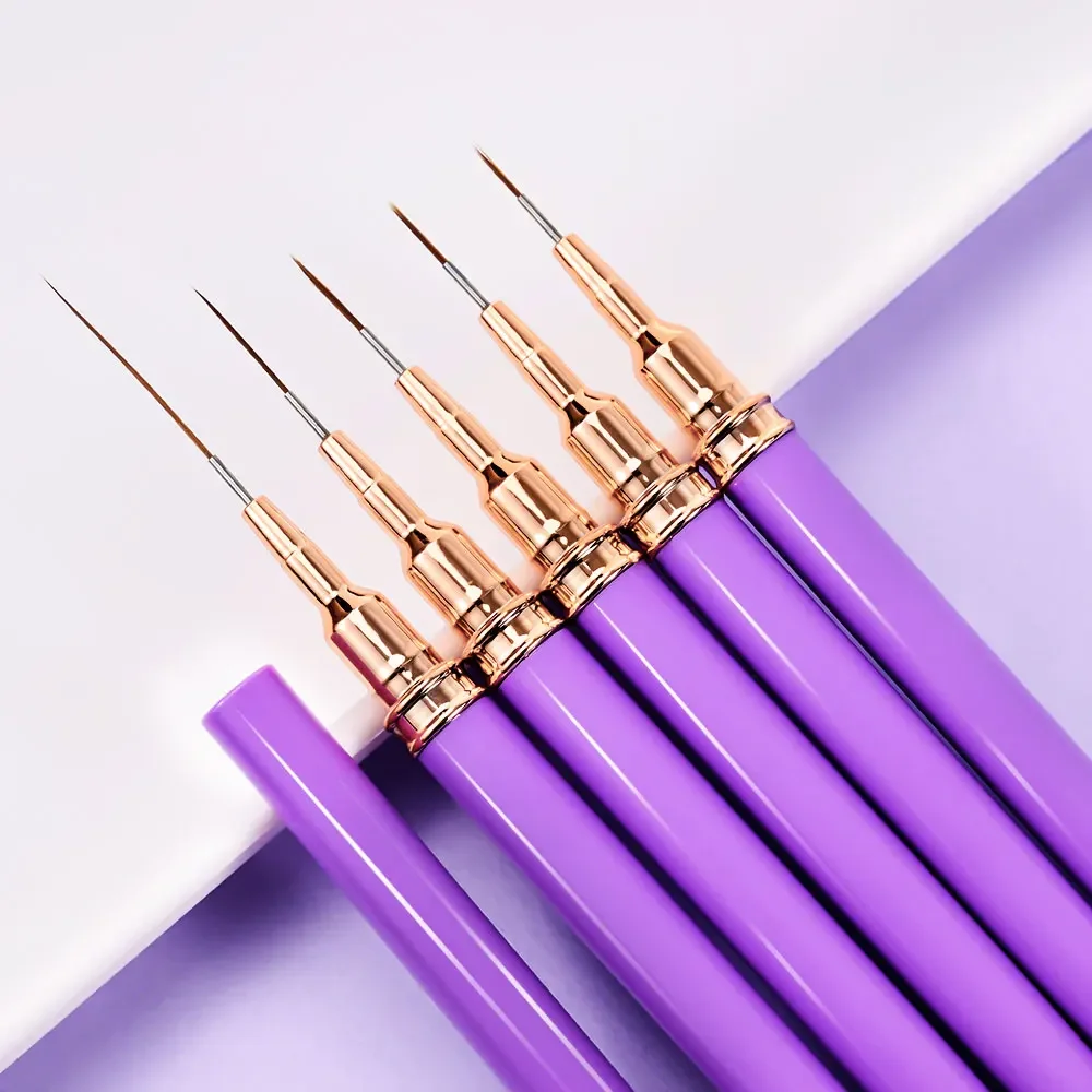 5Pcs 7/9/11/15/25MM Nagel Liner Pinsel Set UV Gel Nagel Pinsel Kits Französisch Streifen Linie Malerei Zeichnung Blume Stift Maniküre Werkzeuge