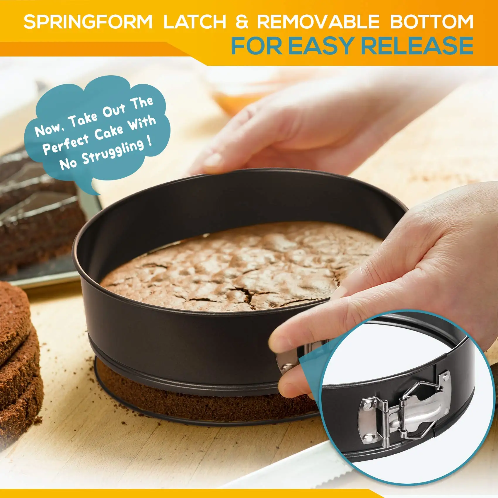 Springform Pan Set of 3 Non-stick Cheesecake Pan Leakproof Round Cake Pan Set Includes 3 Pieces 4\