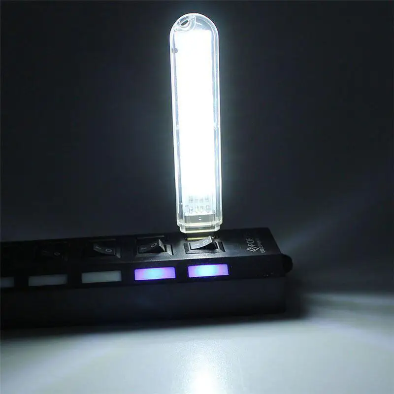 Luz Nocturna USB de 5V, enchufe pequeño, palo de luz Led con 8 cuentas LED para cargador móvil, portátiles, Notebook, Banco de energía de lectura