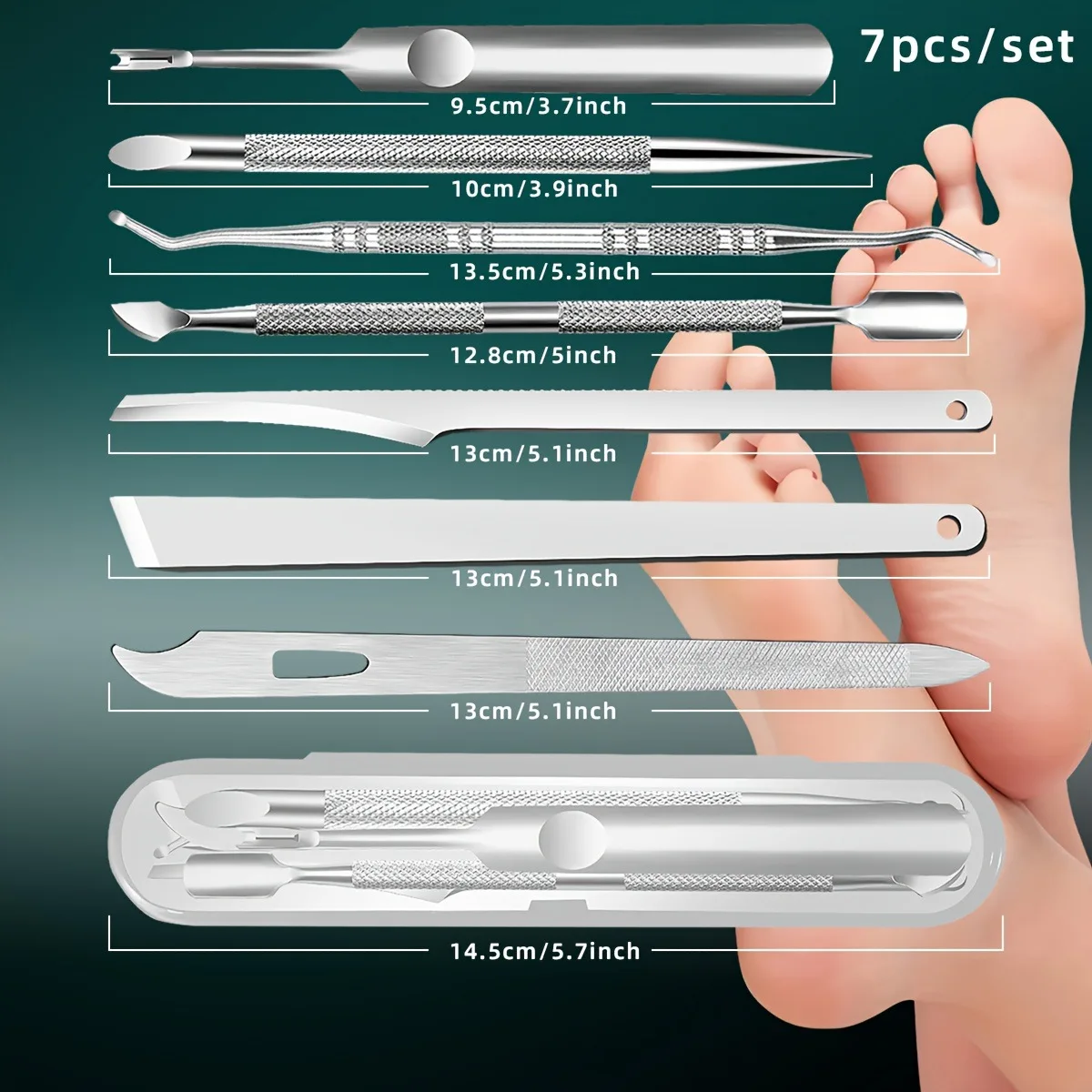 3/5/67pcs Professional Foot Stainless Steel  Care Exfoliator Pedicure Tool for Smooth Light Beige,Portable Travel Case Included