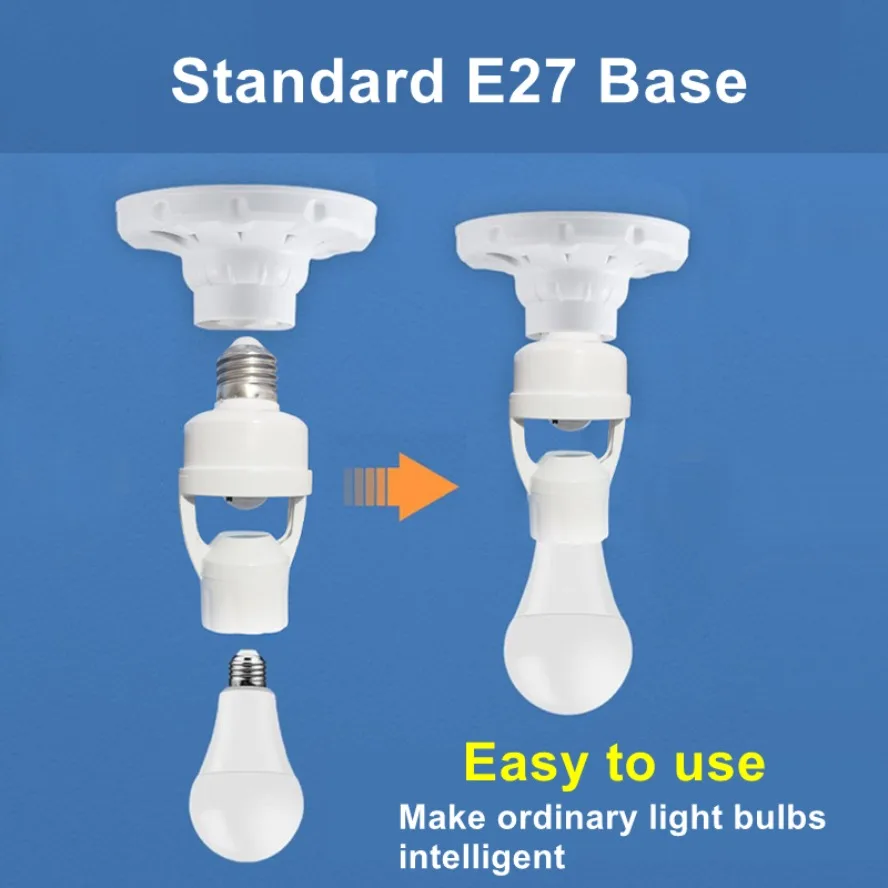 AC85-265V E27 Adjustable Infrared Human Induction Lamp Holder PIR Motion Sensor LED Night Lamp Socket Base Intelligent Switch