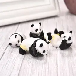 Figuritas de Terrario de micropaisaje, decoración de resina, Panda divertido, adorno para bebés, miniatura de jardín de hadas, 4 unids/set