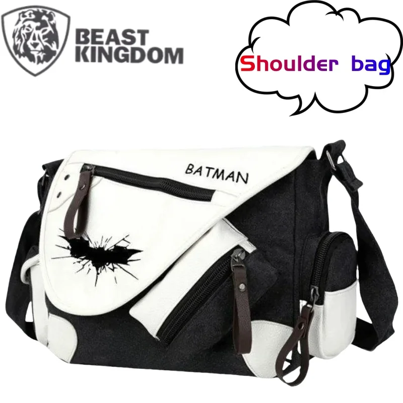 

BeastKingdom Batman Shoulder Bag Creative High-Quality Cartoon Print Unisex Couple Patented Leather Canvas Crossbody School Bag