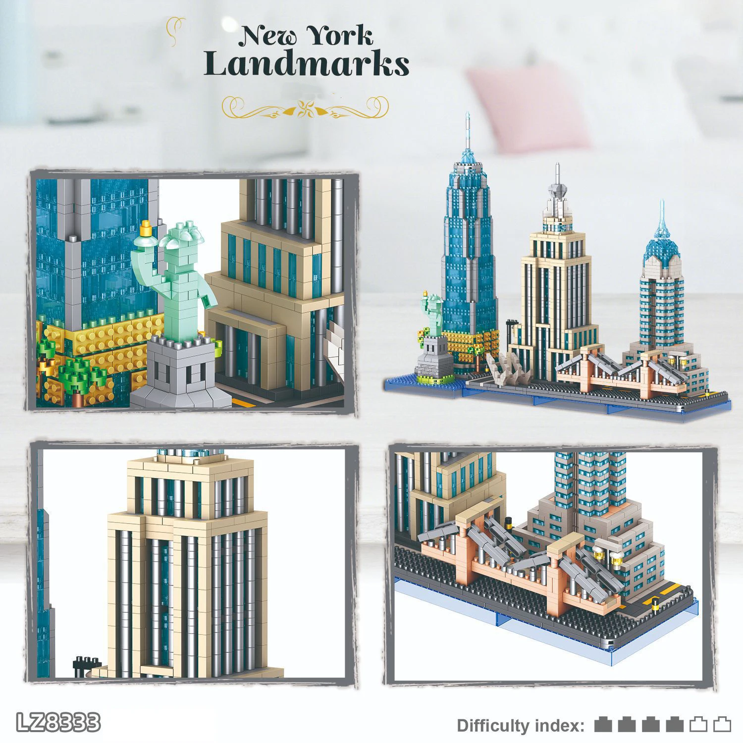 Arquitectura creativa, Skyline de Nueva York de Estados Unidos, conjuntos de construcción de bloques de microdiamante, colección de juguetes Nanobrick para regalos