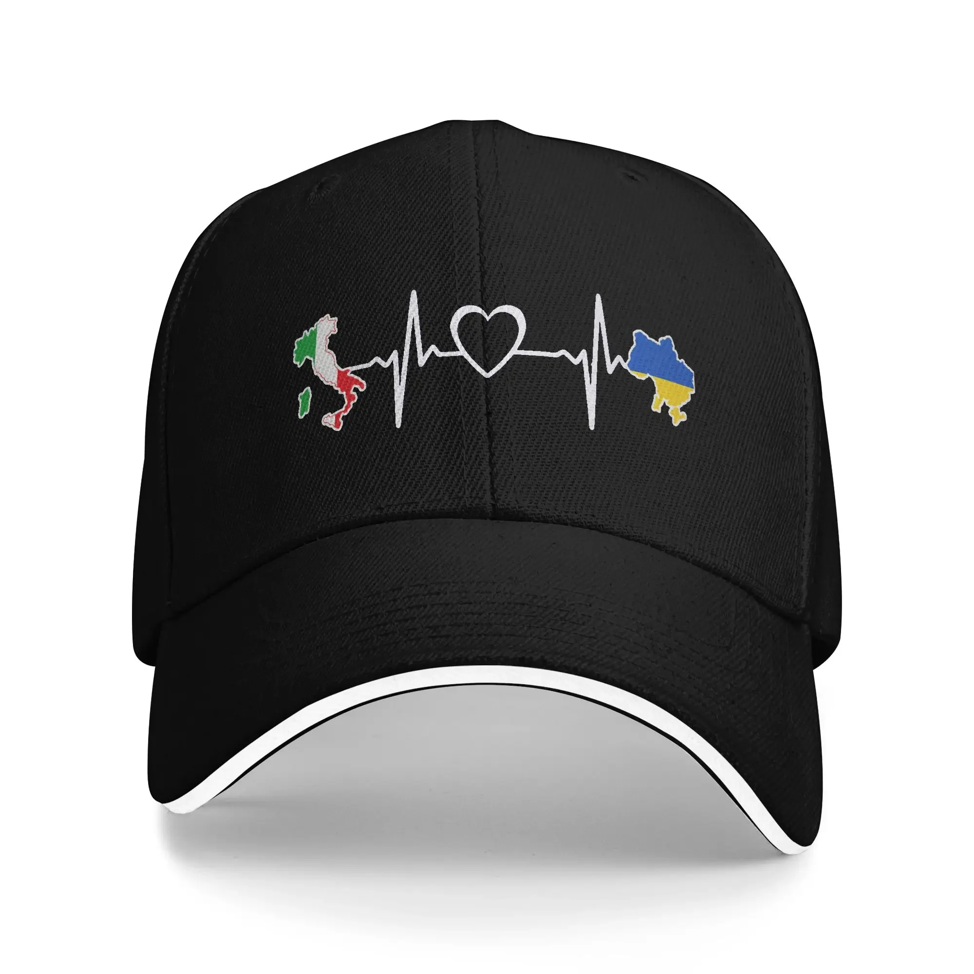 Ukrainian Tryzub Ukraine Flag Trident Zelensky Heartbeat Casual Baseball Cap Hip Hop Hats Summer Breathable Female Male Print