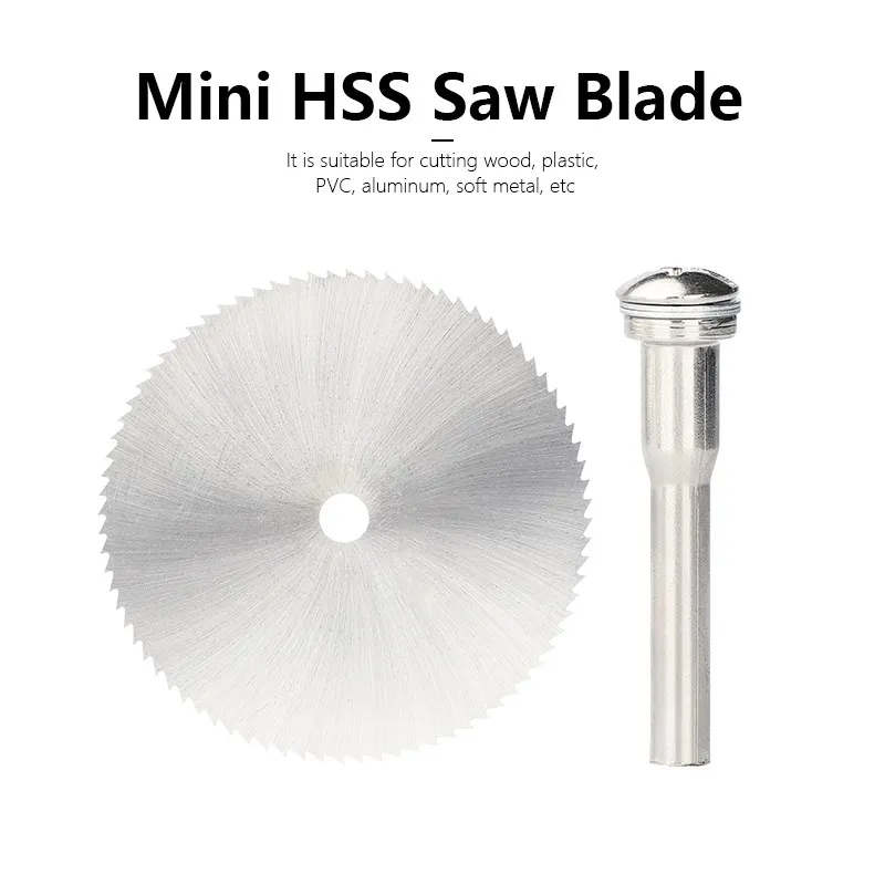 Mini circular viu a lâmina 60mm com 6mm mandril hss disco de corte acessórios da ferramenta giratória para plástico de madeira e alumínio
