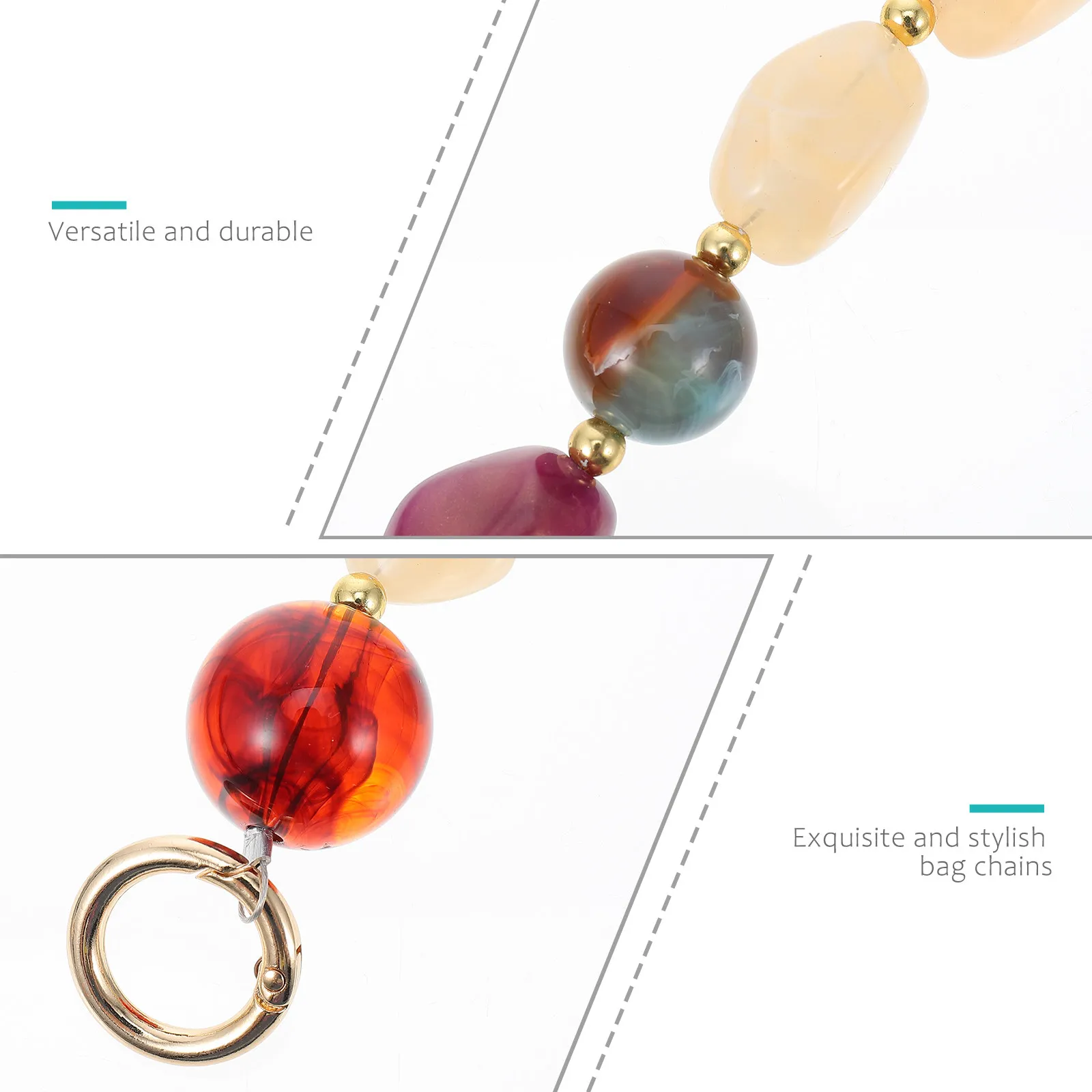 2Pcs Resin Bag Chain Chic Handbag Strap Replacement Accessory for DIY Women Detachable Purse Chain All-Match Fashionable Bag - view 2