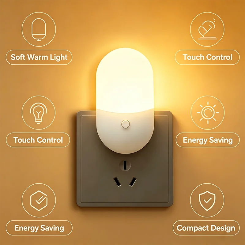Led Mini Night Light Switch Plug-In Led Light Eye Protection Night Light Lamp Use For Bedside Baby Feeding Living Room