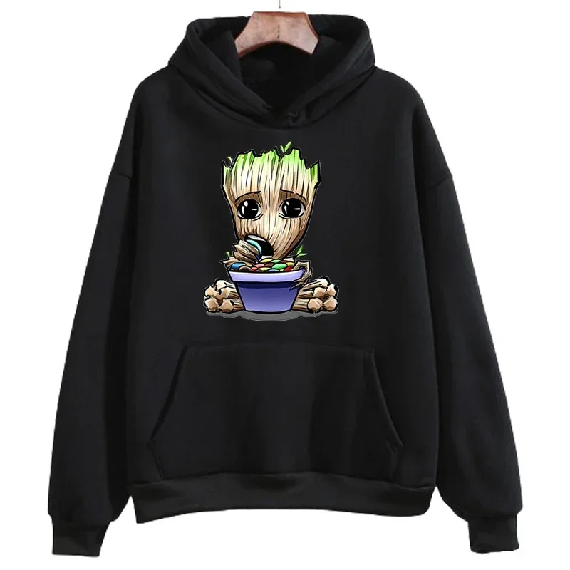 Marvel Printed Men Hoodies Daily Cartoon Tree Man Groot Creative Fashion Comfortable Trendy Autumn Winter Male Sweatshirts