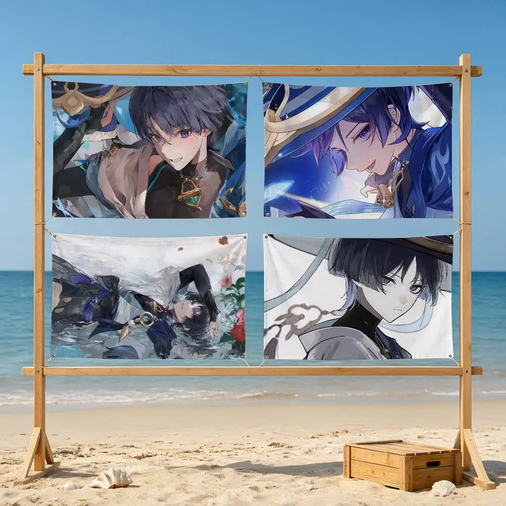 Popular Game Genshin Cool Wanderer  Flags Wall Hanging Tapestry Outdoor Garage Room Decorative flag Background Blanket
