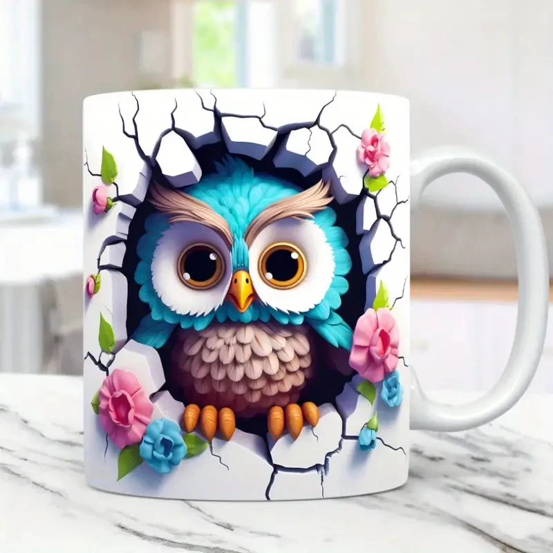 

1pc 3D effect cute kitten ceramic Coffee Mug Creative office tea Milk cup kids ,mother or girl friend birthday gift 330ml