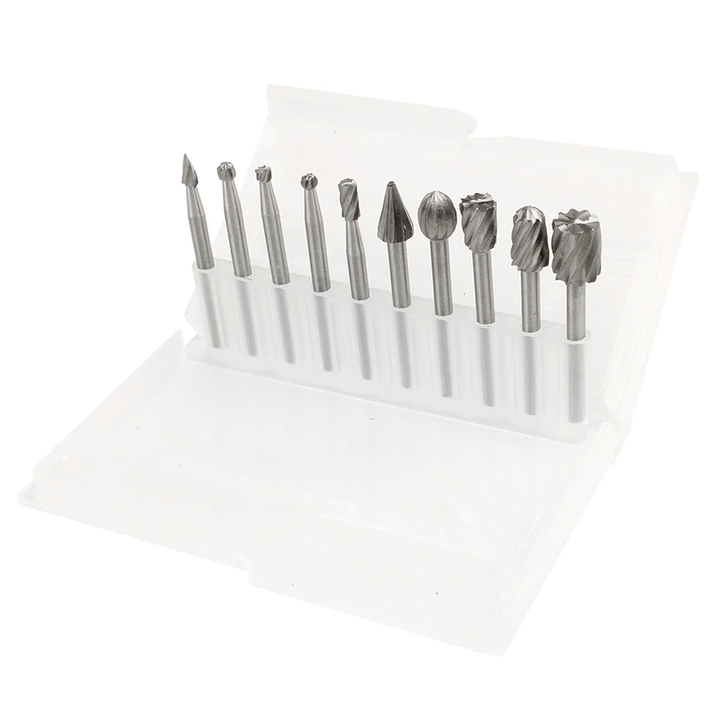 6/10pcs Set HSS Routing Router Drill Bits Set for Dremel Carbide Rotary Burrs Tools Wood Stone Metal Root Carving Milling Cutter