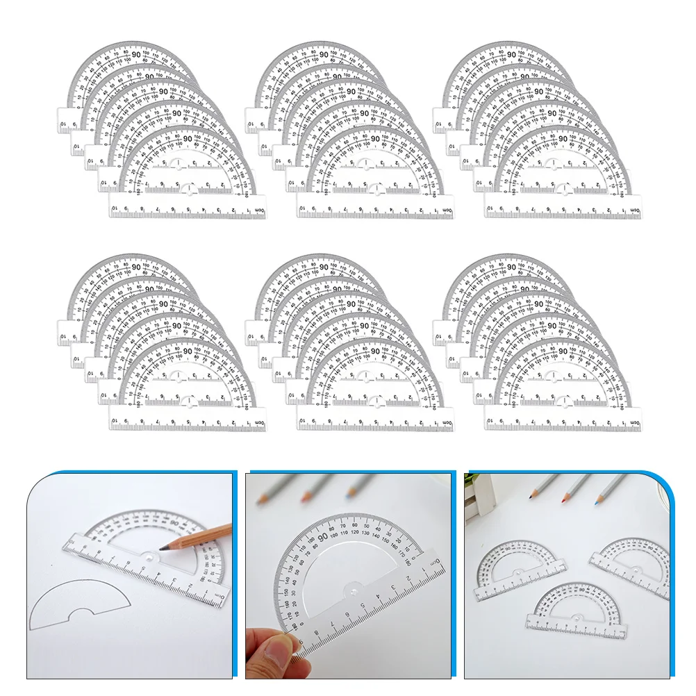 

30pcs Protractor Ruler Clear Plastic Half Circle 180 Degrees for Students Teachers Geometry Math Drawing Drafting Measuring