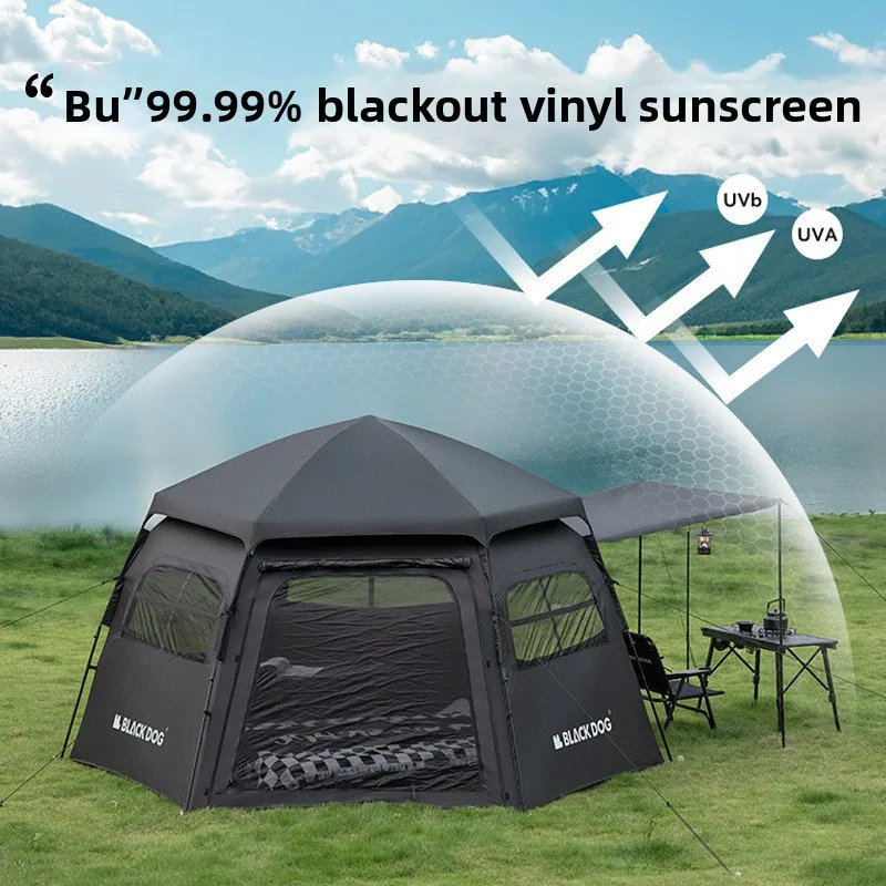 

Naturehike Blackdog Automatic Quick Waterproof One-touch Tent Black Hexagonal Open Coated Camping Dome Outdoor Tent Sunscreen