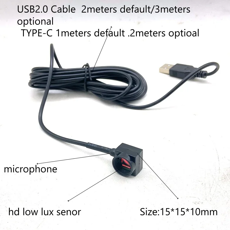 2MP 1080P Mini 15X15mm OTG Micro USB Camera Wide Angle Industry Machine 1080P Full HD Industry USB 2.0 Type-C Cam Machine use