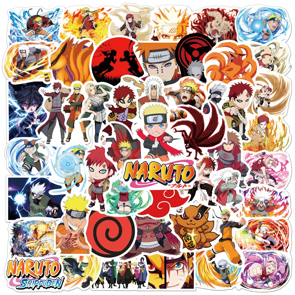 50PCS/100PCS Naruto Anime Cartoon Sticker Phone Case Laptop Ledger Suitcase DIY Decorative Waterproof Stickers Kid Toy Gift