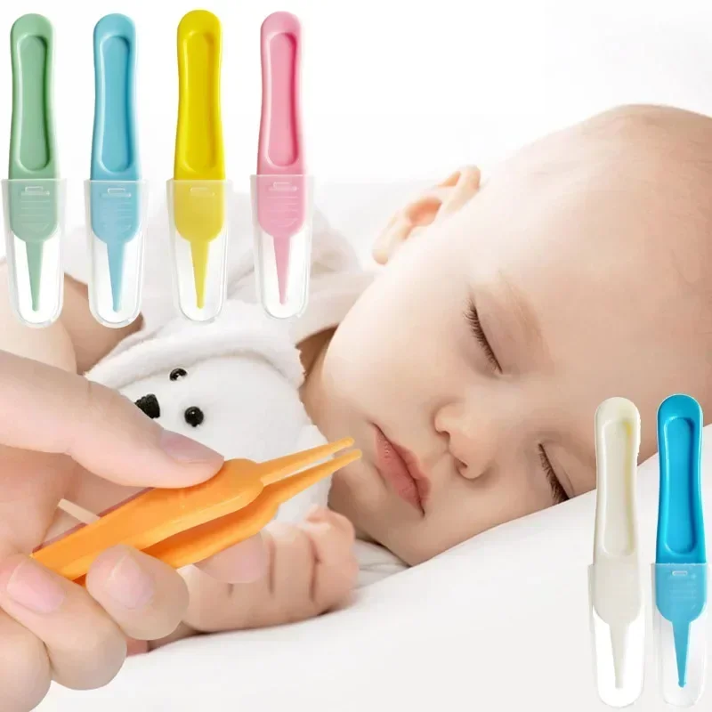 1PC Baby Nose Navel Cleaning Kids Safety Care Round Head Clamp Infant Tweezers Ear Nose Nasal Cleaner Clip Clean Tweezers Tools