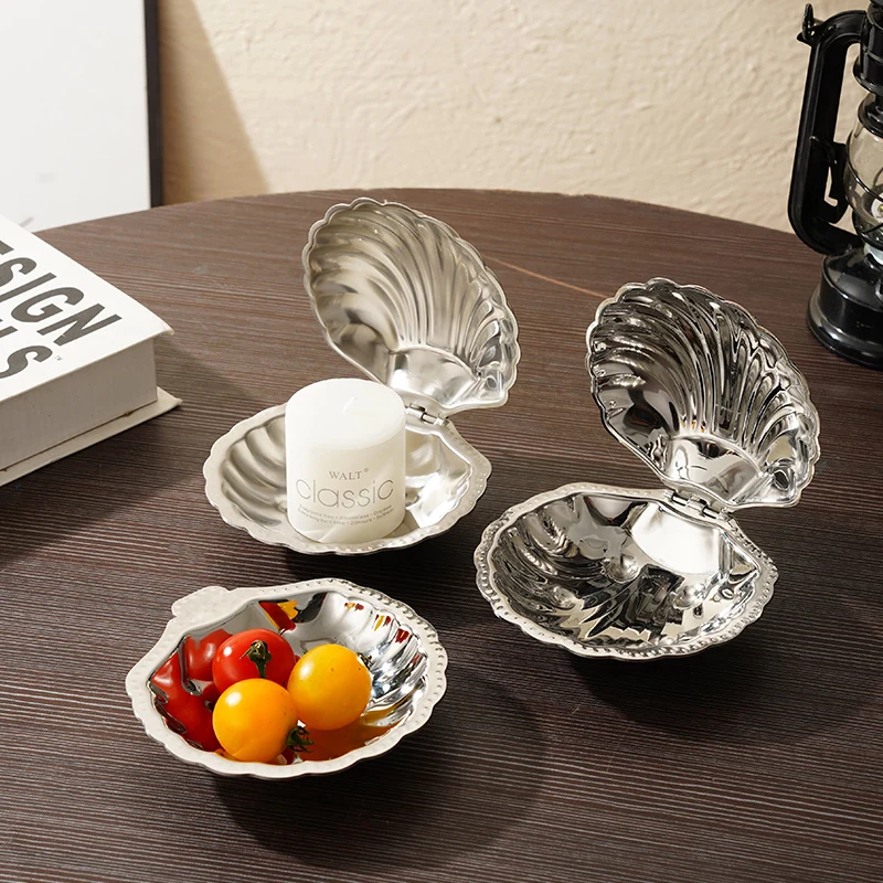 Luxurious French Retro 304 Stainless Steel Shell Butter Box Jewelry Storage Box Antique Food Box