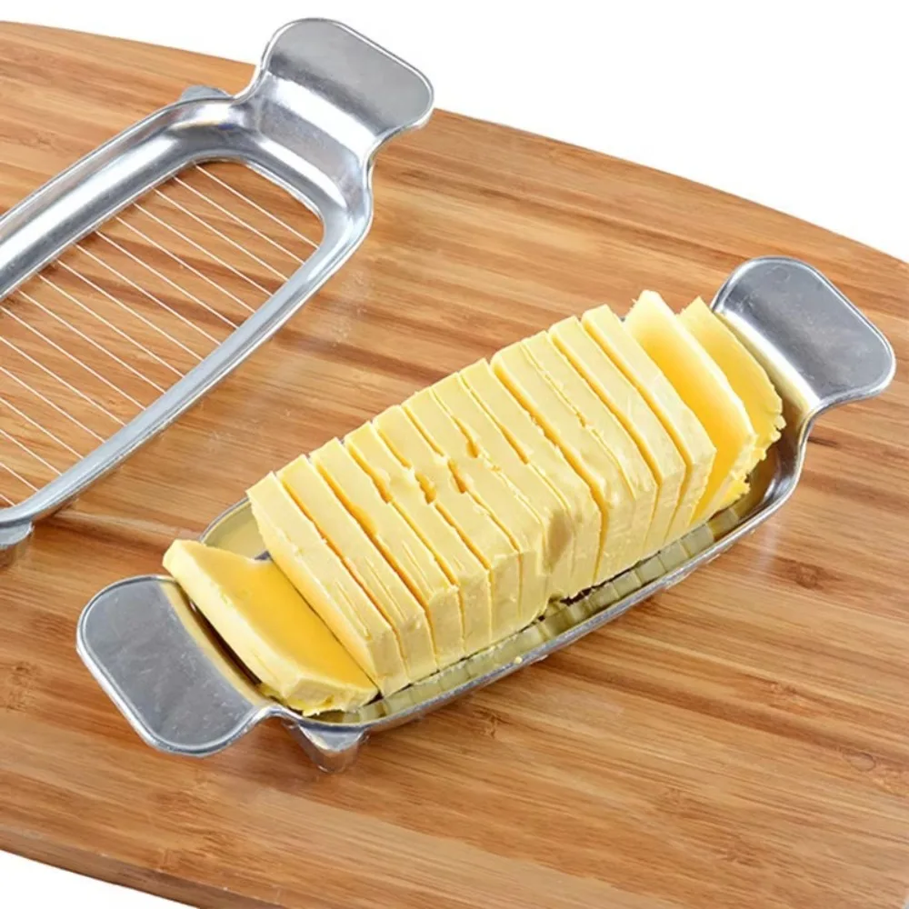 Stainless Steel Cheese Slicer Multifunctional Comfortable Grip Butter Cheese Wire Slicer Dishwasher Safe Food Cutter Kitchen