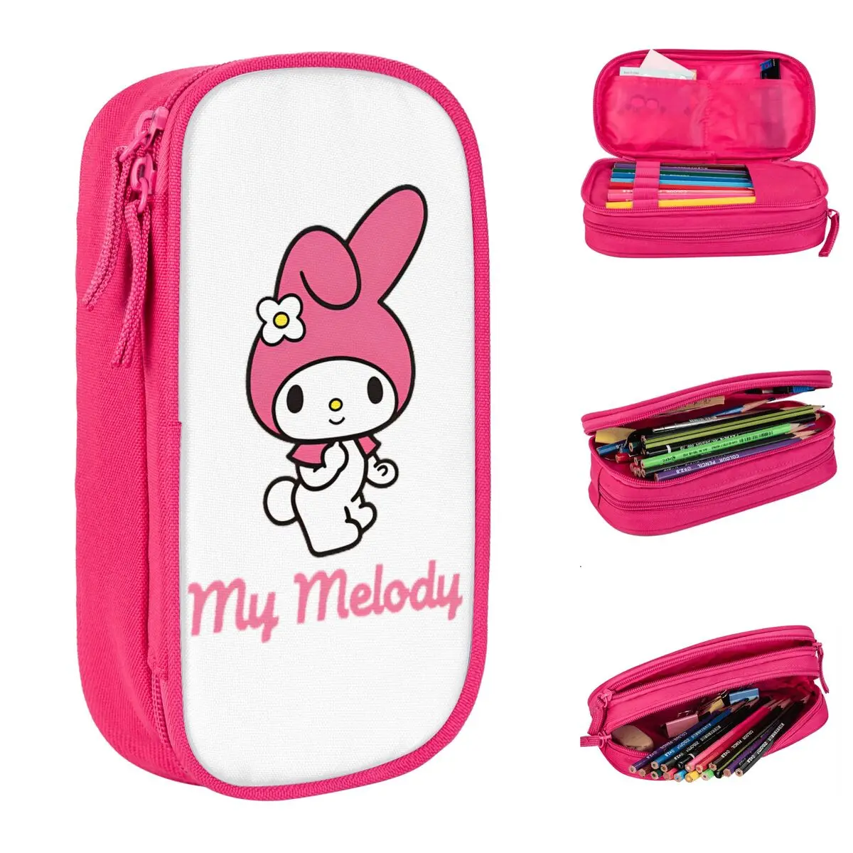 New Sanrio My Melody Pencil Case Pencilcases Pen Holder for Girls Boys Large Storage Bag Office Gifts Stationery