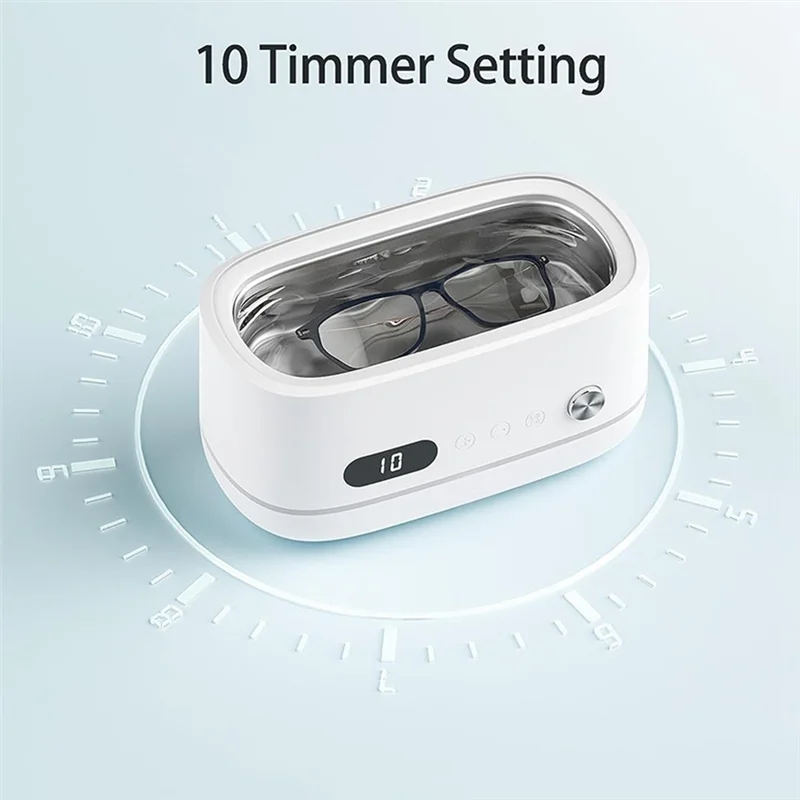 

Ultrasonic Cleaner, 500Ml Jewellery Cleaner 45000Hz, 10 Digital Timer, For Cleaning Jewellery Rings Glasses US Plug White