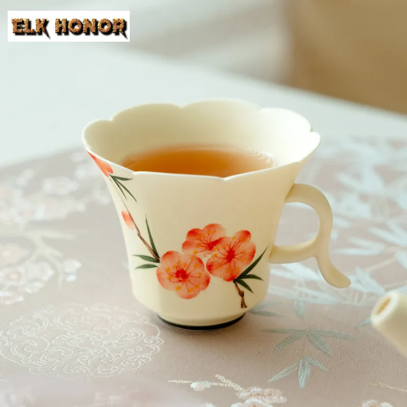 

50ml Power Yin Pure Hand-painted Cherry Blossom Teacup Tea Bowl Water Jug Tea-tasting Meditation Cup Chazhan Master Cups Teaset