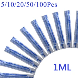 5 10 20 50 100Pcs 1ML Plastic Syringes Cubs Measuring Hydroponic Measuring With OPP Cover Sampler Epoxy Resin Syringe Tool 1ML