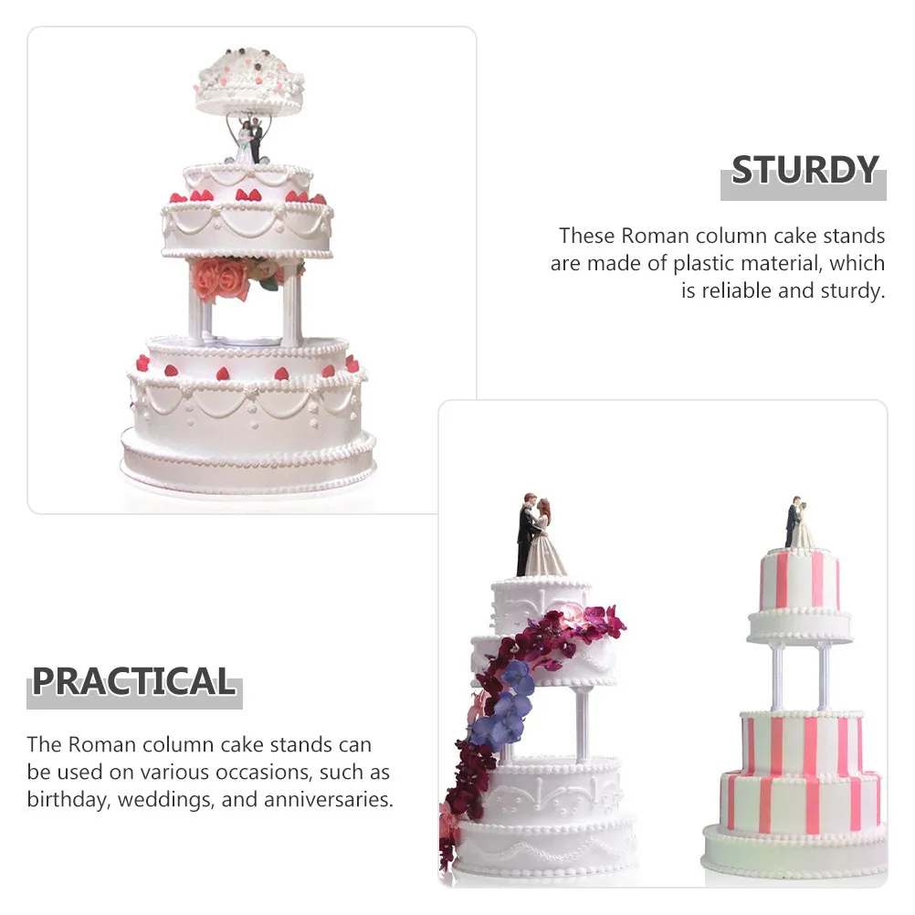 12Pcs Roman Column Cake Stands Versatile Plastic Cake Support Rods for Layered Cakes Wedding Reception Dessert Table Display