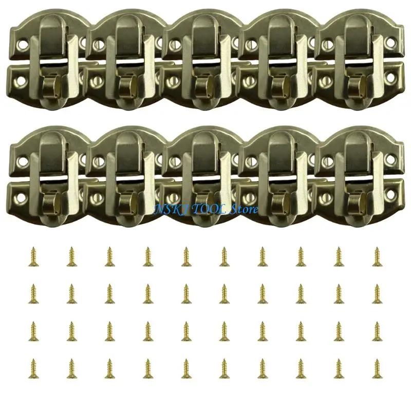 L8RC Antique Iron Box Latches With Lock Function Cabinet Hinges Craft Projects