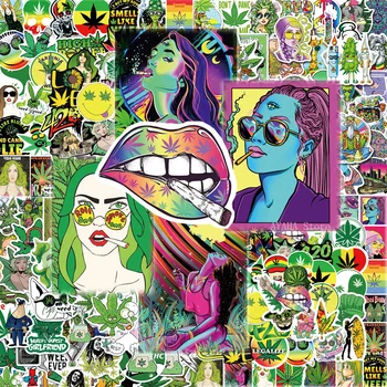 50/100 pièces personnages drôles feuilles mauvaises herbes fumer autocollants décalcomanies Graffiti voiture moto téléphone étanche Cool autocollants enfants jouets