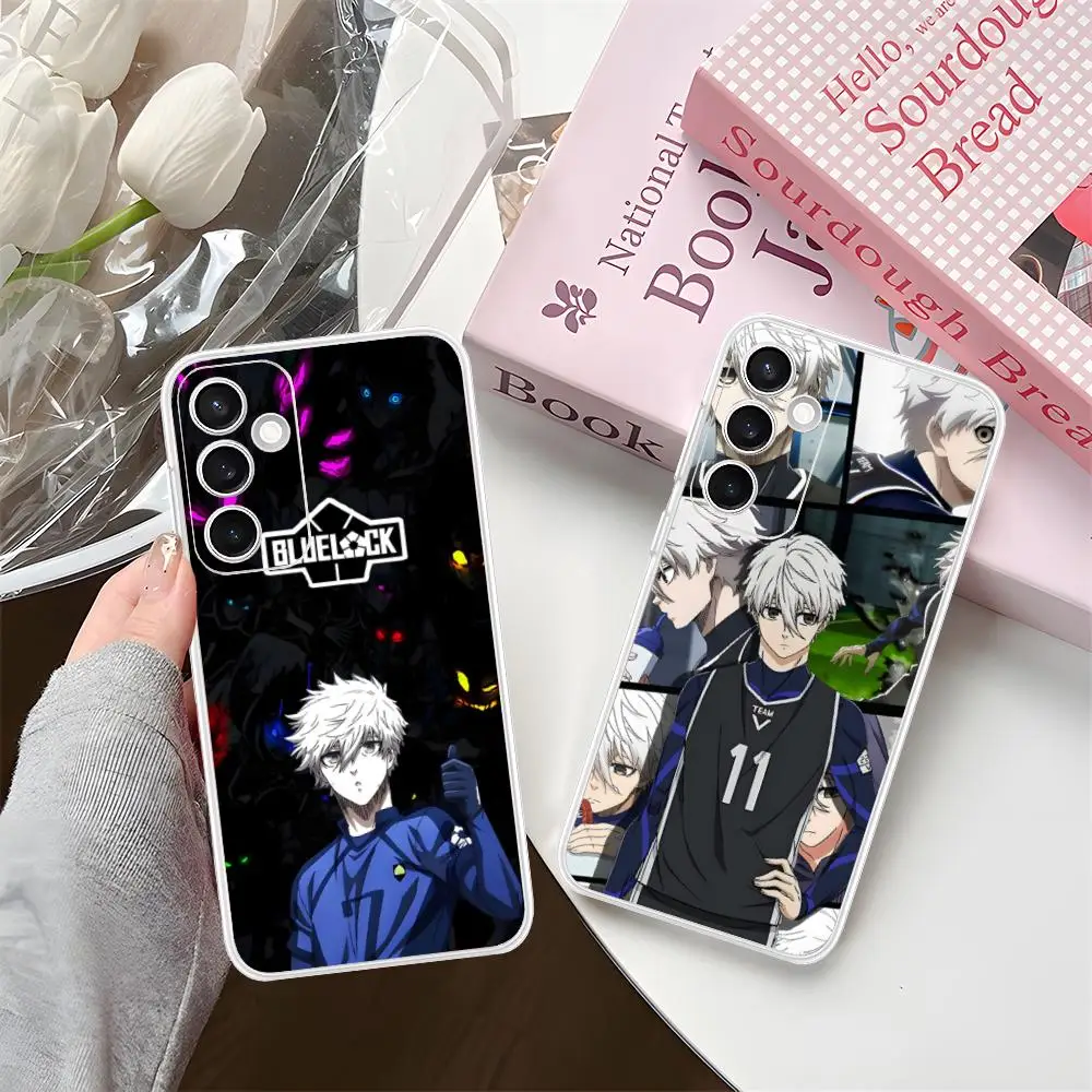 Blue Lock Nagi Seishiro Clear Mobile Phone Case for Samsung Galaxy S25 S24 S23 S22 S21Plus FE Ultra Colorful Cover