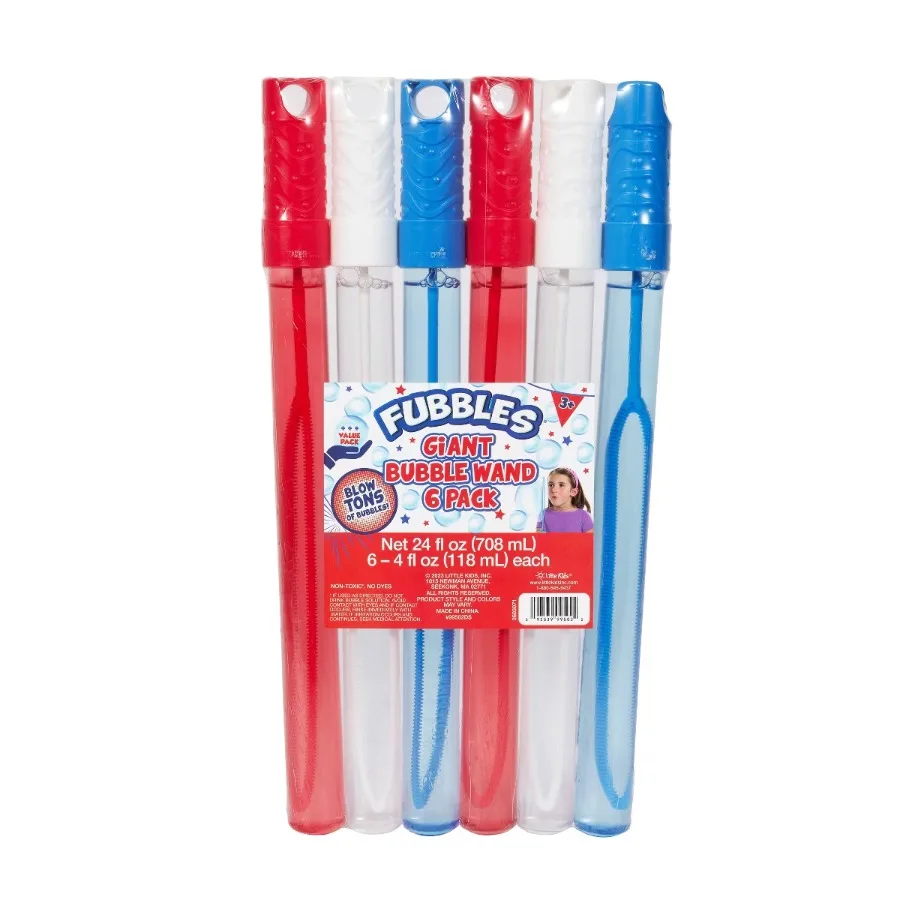 6 Pack Bubble Wands, 4oz Each Kids Bubble Toy, Colorful Summer Outdoor Party Favor