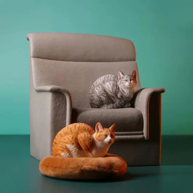 JXK 1/6 스케일 미니 수제 졸린 고양이 2.0 12 "남성 군인 액션 피규어 취미 컬렉션을위한 동물 모델