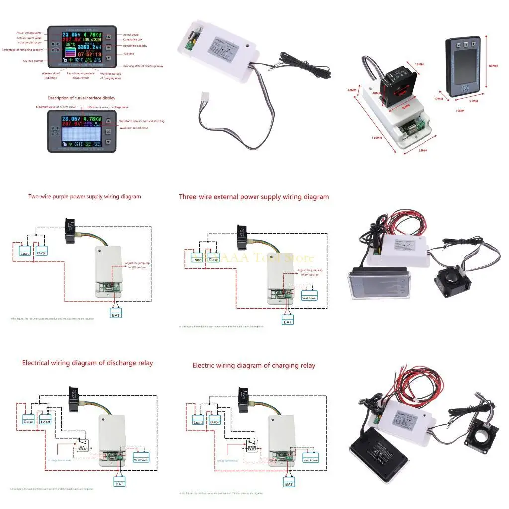 

A2BE Upgraded Wireless Ammeter 50A/100A/200A/300A/500A Battery Manager- Meter