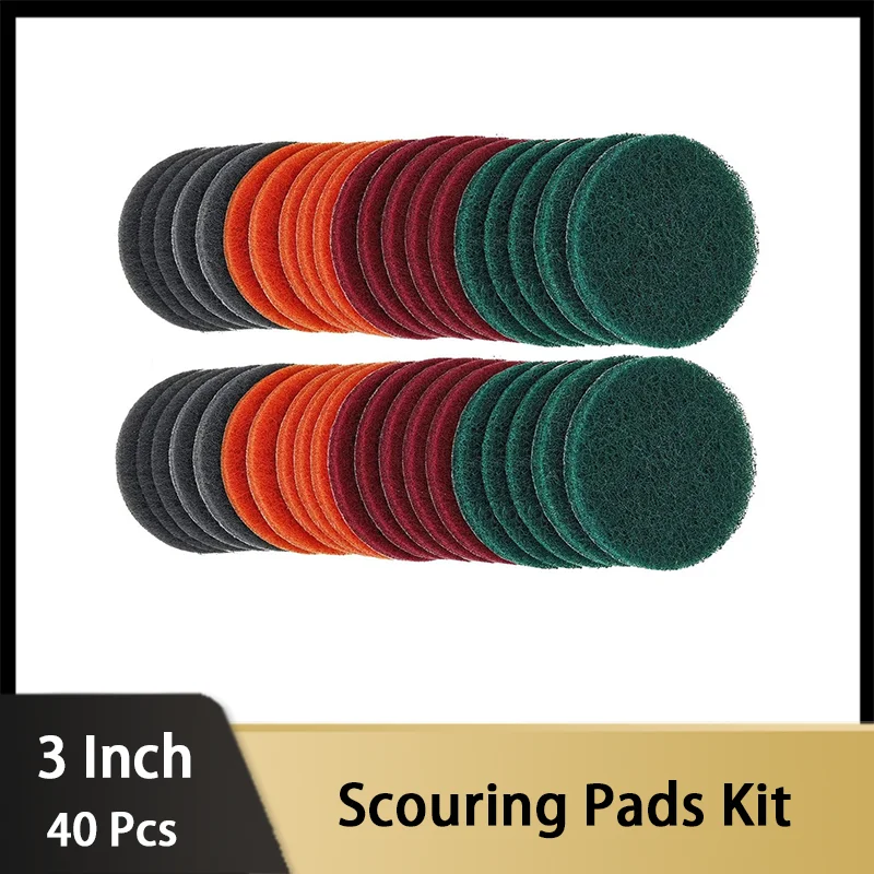 3 Inch Scouring Pads Kit Hook and Loop Household Cleaner Tools Dusty for Car Hub Cleaning Auto Painting Polishing and Sanding