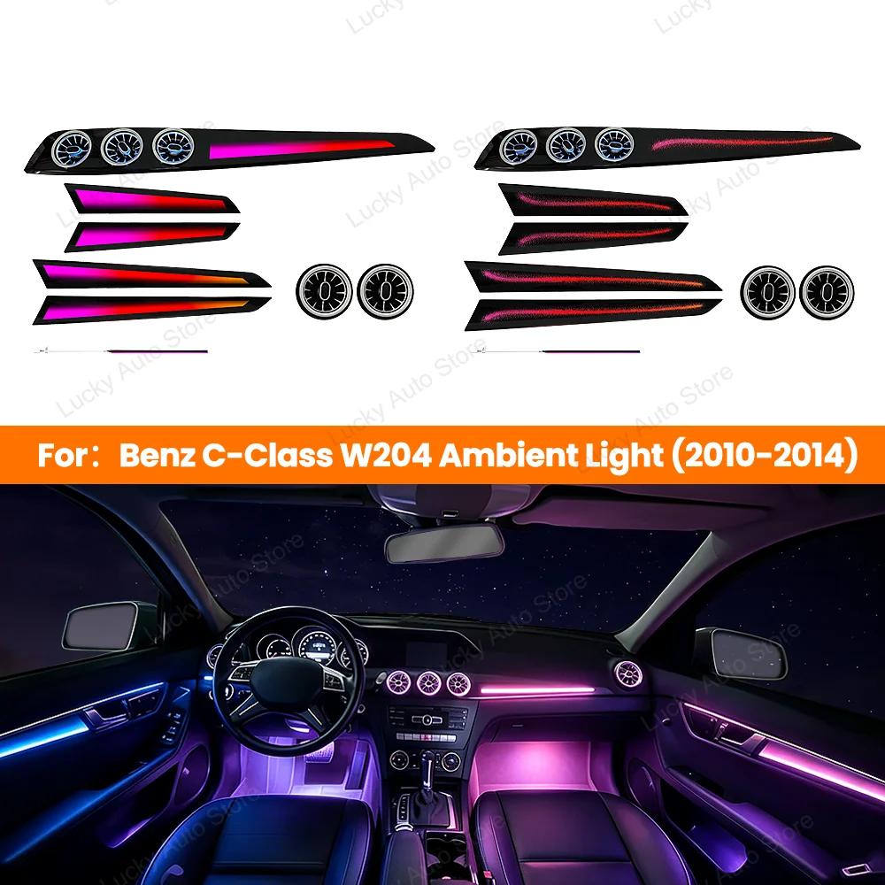 For Mercedes W204 2010-2014 Car RGB Bluetooth APP Control Symphony Auto Interior Lighting Lnterior Modification Accessories