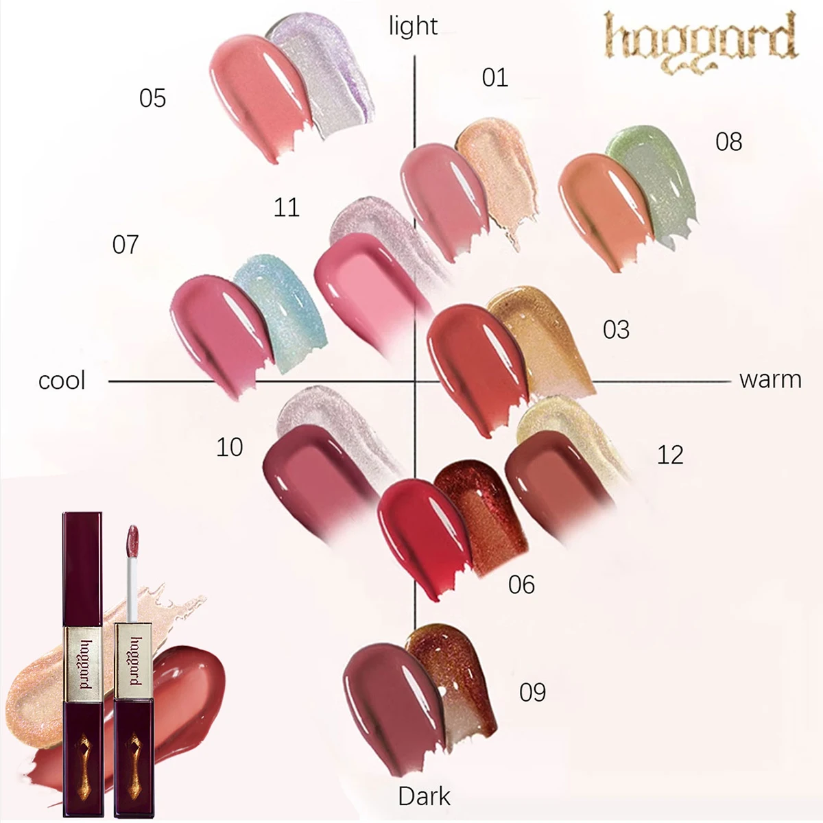 Haggard Scepter Double Headed Lip Gloss,Silky Lip Gloss Texture,Lightweight & Non-Sticky,High Color Payoff,Mirror-Like Shine