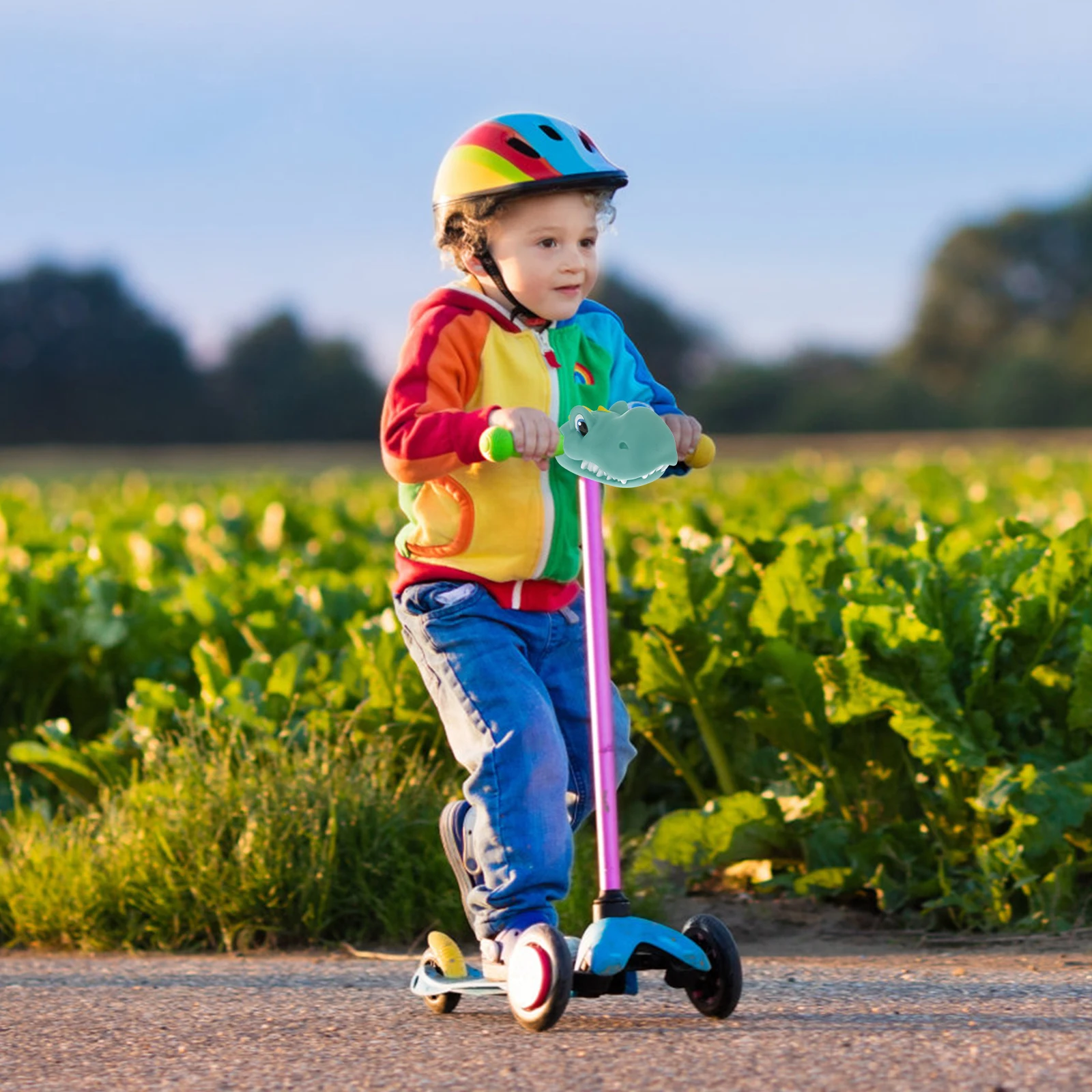 

1pc Cartoon Dinosaur Bike Handlebar Decorations Green Silicone Kids Accessories Scooter Balance Parts for Balance