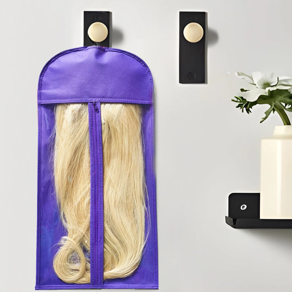 3pcs Premium Wig Storage Bags with Sturdy Metal Hangers - Black Transparent Design for Multiple Wigs & Hair Extensions image 6