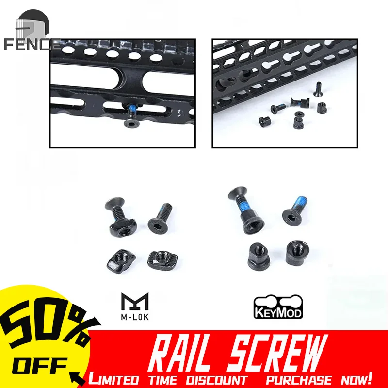 

M-LOK Keymod Rail Screw Rail Mount Adapter 4/10Pce Metal Retaining Screw And Nut Set Replacement Parts Gun Accessories