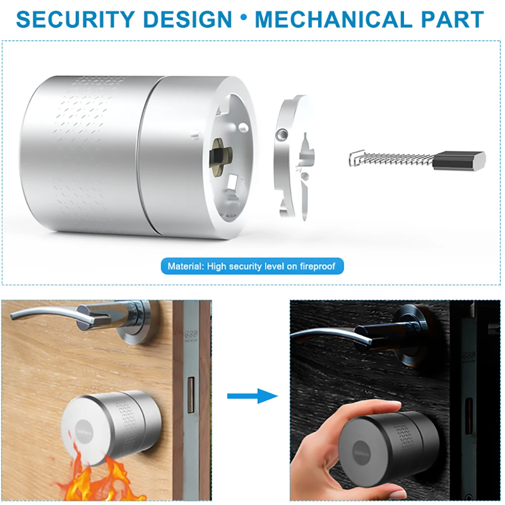 Wehere M532 TUYA Smart Door Lock TTlock Nuki Style Not Change Lock Cylinder Support Alexa or Google Home Fingerprint Door Lock