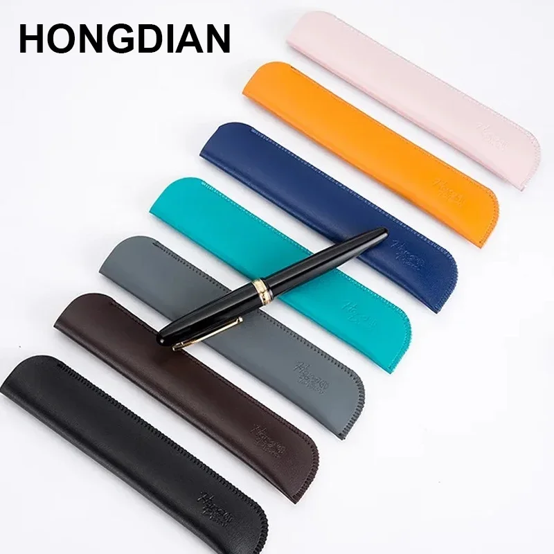 HONGDIAN Multicolour Single Fountain Pen Sleeve Small PU Pen Bag Pencil Pouch Student School Office Supplies Stationery