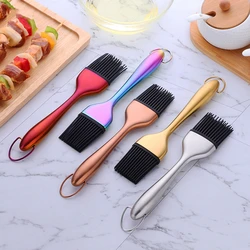 Oil Brushes Stainless Steel Silicone BBQ Grill Oil Sauce Brush Kitchen Removable and Hanging Baking Cooking Brushes BBQ Tools