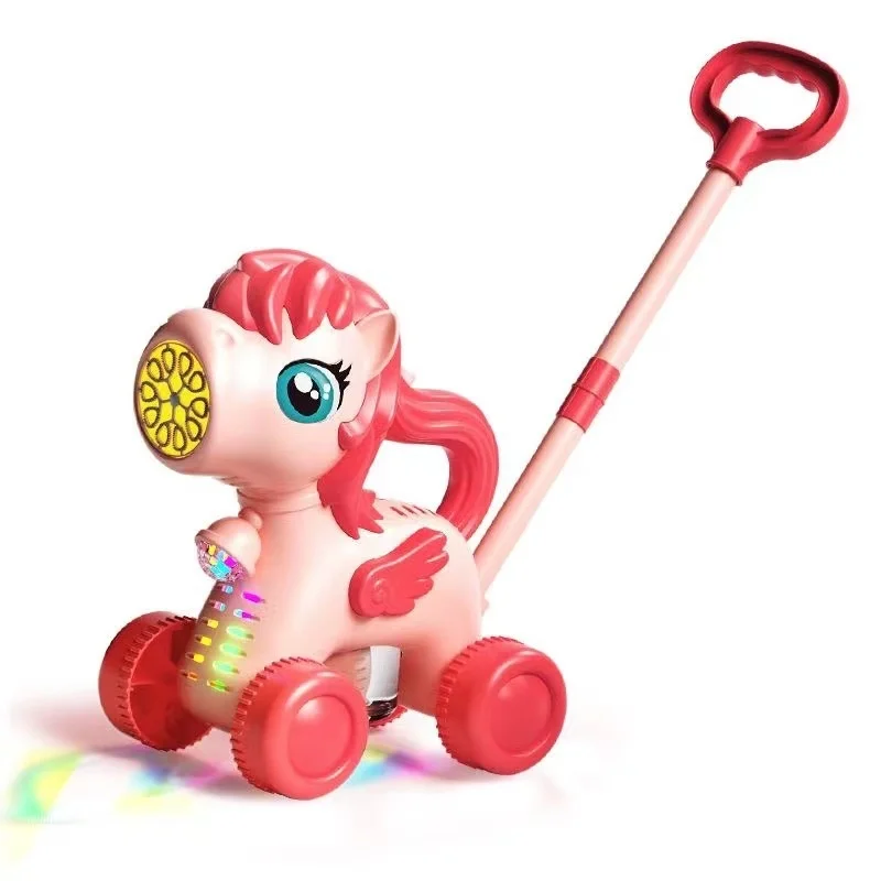 Deer Bubble Cart Toys Unicorn Pony Electric Bubble Machine Colorful Music Lighting Sofa Bubble Maker Machines Indoor Toys Gift