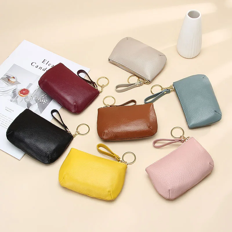 Genuine Leather Women's Wallet Fashion Short Coin Purse Card Holder Small Ladies Wallet Female  Zippers Mini Clutch Purses