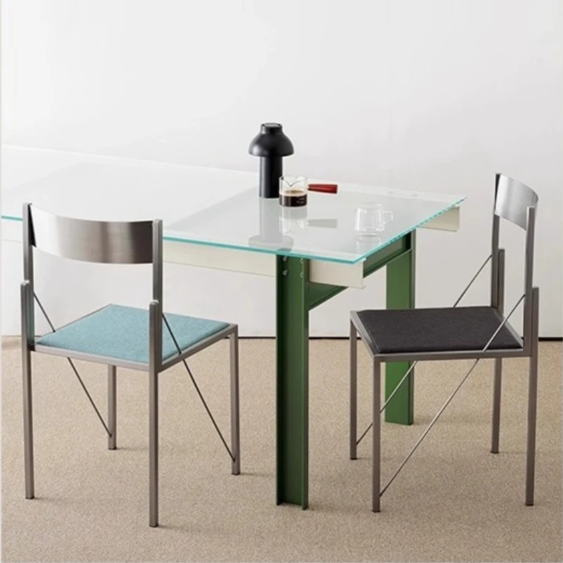 Krzesła do jadalni Bauhaus ze stali nierdzewnej, designerskie, nowoczesne, z oparciem, wysokiej klasy krzesło konferencyjne, pojedyncze krzesło z metalowymi nogami.